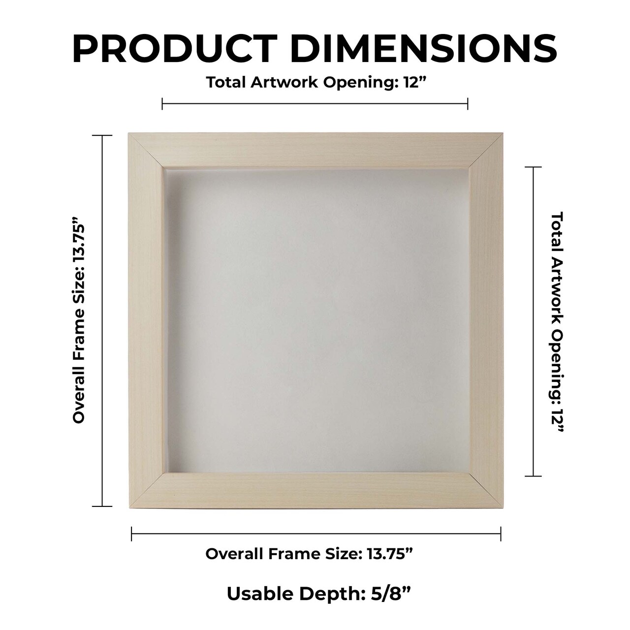Natural Whitewash Wood Shadow Box Frame with Acrylic Front - White Suede Backing, 30 Sizes